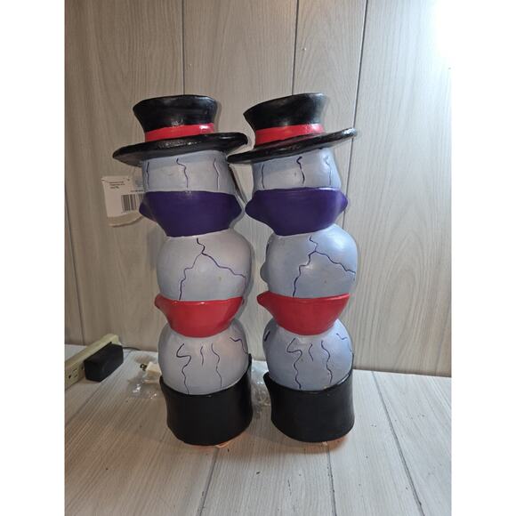 Vtg 1998 Halloween Skull Blow Molds Lighted Stacking 2 Towers Paper Magic NWT - Picture 2 of 7